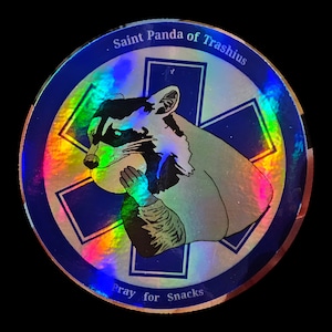Holographic Saint Panda Sticker
