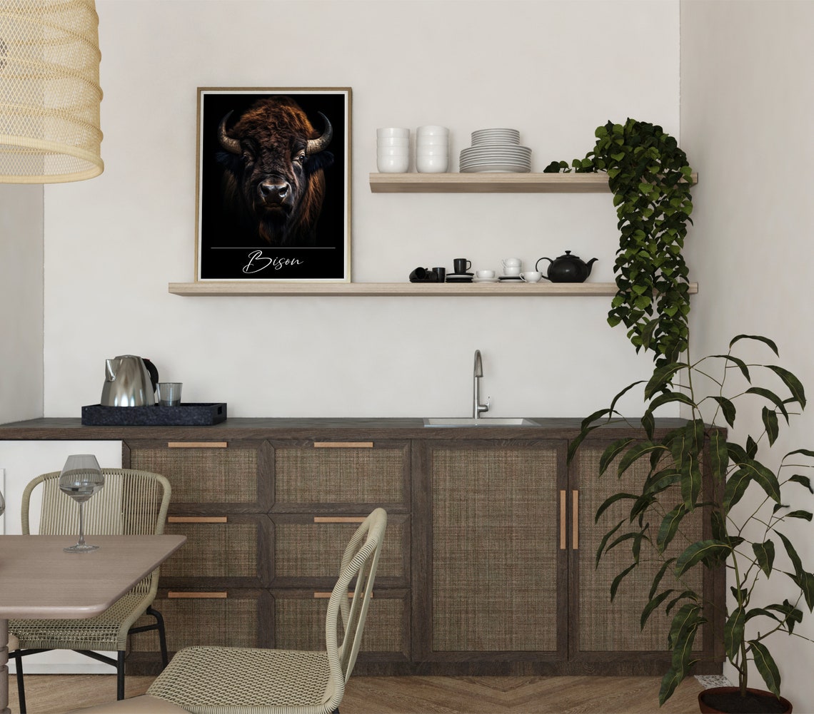 Bison Wall Art Printable Rustic Wall Decor Animals Farmhouse Decor ...