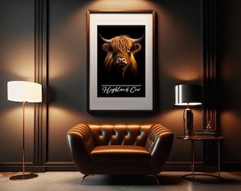 Highland Cow Wall Art Printable Rustic Wall Decor Animals Farmhouse Decor Digital Download Scottish Highland Cattle Farm Animal Wall Art