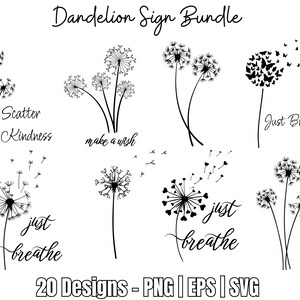 Whimsical Dandelion SVG Bundle: Flower Vector Designs, Nature Inspired Art, Floral Clipart Collection for DIY Crafts & Projects, Digital SVG