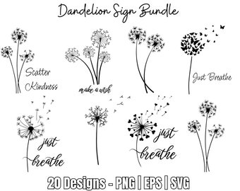 Whimsical Dandelion SVG Bundle: Flower Vector Designs, Nature Inspired Art, Floral Clipart Collection for DIY Crafts & Projects, Digital SVG