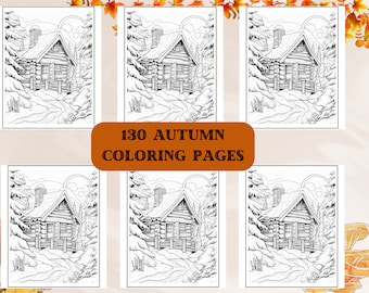 110 Autumn Coloring Pages | Fall Coloring | Stress Relief | Printable Adult Coloring Page | Instant Download | Pumpkin Coloring Pages