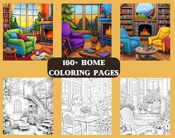 160 Cozy Home Coloring Pages for Adults Instant Download Explore - Printable Stress Relief and Relaxation | House Coloring Pages Serenity