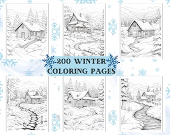 200 Winter Coloring Pages | Winter Coloring | Stress Relief | Printable Adult Coloring Page | Instant Download | Sweater Szn Coloring Pages