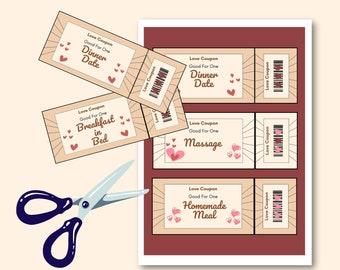 Customizable Love Coupon Book | Printable Coupon Book, Valentine's Day Gift, Last Minute Gift Idea, Anniversary Gift, Gift for Him, DIY Gift