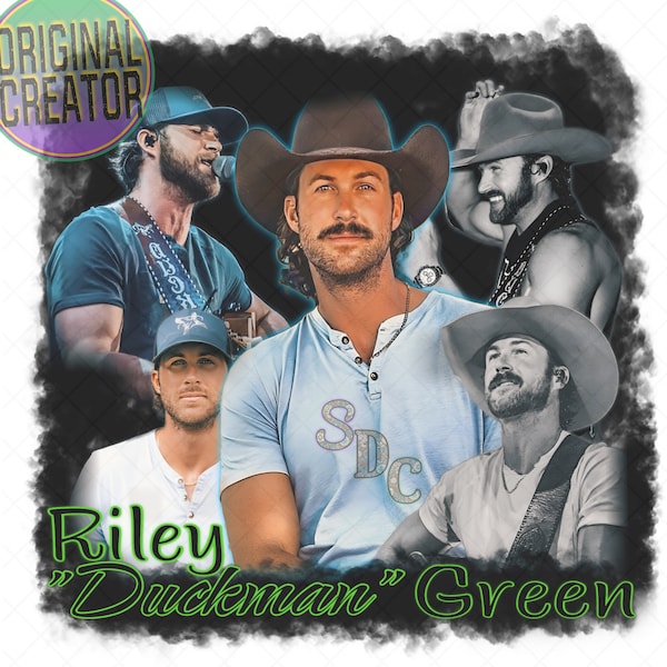 Riley “Duckman” Green 90s style sublimation, Riley Green sublimation, Country music artist Riley Green, trendy sublimation, music artist png