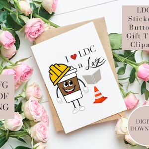 LDC Clipart | Kids Clipart | LDC Digital Download Printable Stickers for Kids | I heart LDC a latte Coffee png, svg, pdf Design | Cartoon