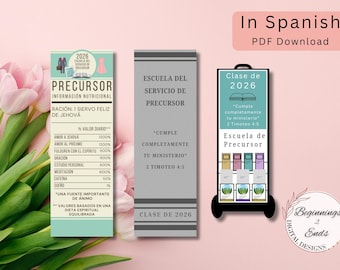 2026 Spanish Pioneer School Bookmark Printable | Digital Variety Pack | PDF Download | Gift for PSS Service School | Him, her, daughter, son