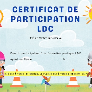 Frans LDC-kindercertificaat | LDC digitale download afdrukbare | Certificaat van deelname onderhoudstraining A4 Print at Home en Francais