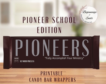 2025 Emballage imprimable pour barre chocolatée Pioneer School | Étiquette imprimable en téléchargement numérique | Cadeau pour instructeur et étudiant de l'école Pioneer | Étiquettes de bonbons