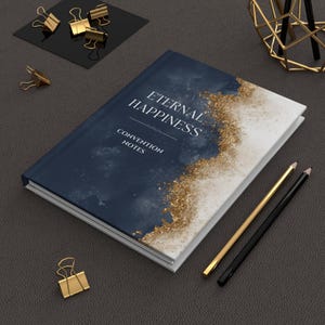 2026 Eternal Happiness Convention Notebook | Gold Hardcover Journal 150 pg Stationary, Baptism Gift for delegate, niece, her, mom, sister