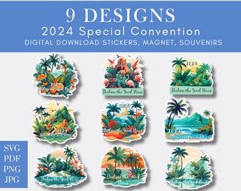 Stickers Convention spéciale 2024 | Cadeau à téléchargement immédiat pour la Convention 2024 Stickers numériques | Sticker Convention spéciale DIY à imprimer à la maison