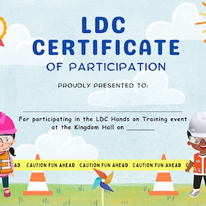 LDC Kids Certificate | LDC Digital Download Printable | LDC Maintenance Training Certificate of Participation 11x8.5 inch Print at Home