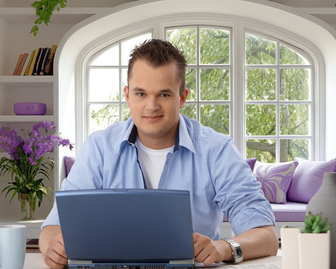 Zoom Window Bookcase Backdrop, Zoom Virtual Home Office, Virtual
