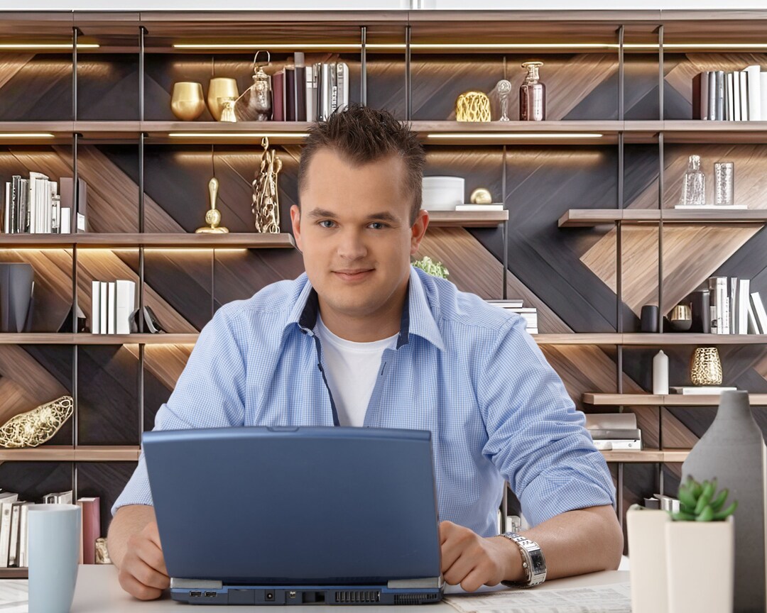 Zoom Work From Home Office Bookcase Backdrop Zoom Virtual Etsy