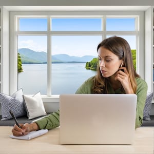 Zoom Virtual Background Home Office Backdrop for Teams Summer Virtual Office Summer Lake Background Window Backdrop for Home Office