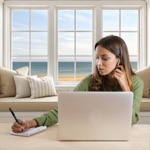 Home Office Beach Zoom Virtual Background Meeting Backdrop, Therapy Office Backdrop, Teams Background, Zoom Virtual Office Background
