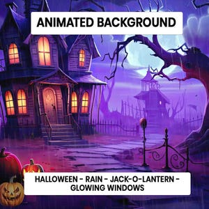 Animated Halloween Vtuber Background: Spooky House, Rain Loop (Twitch/Zoom Digital Download