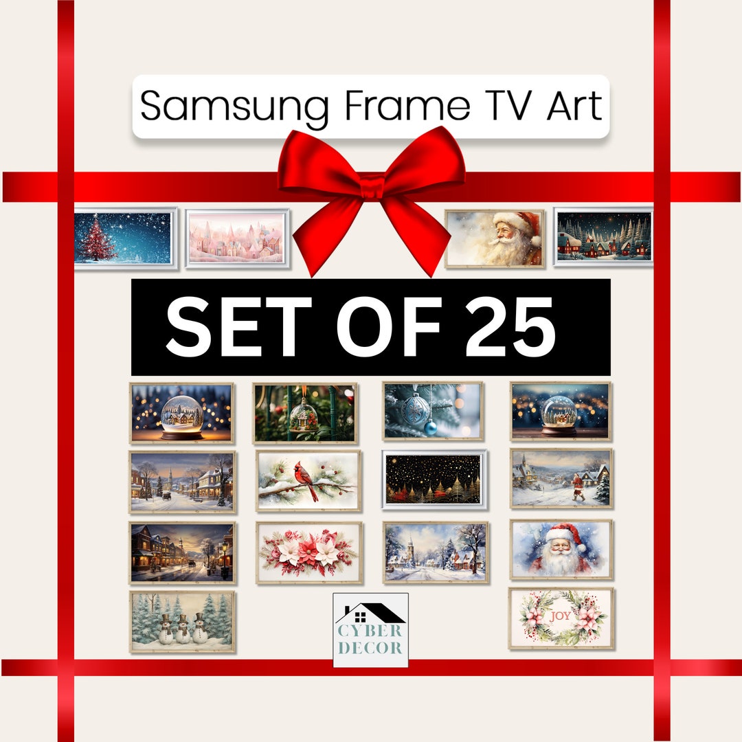 Christmas Frame TV Art Set of 25 Bundle Christmas Holiday Etsy