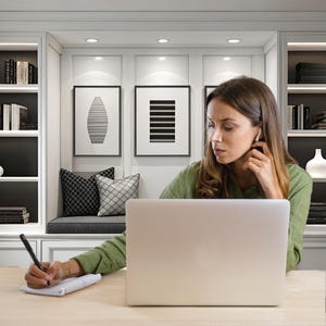 Fondo de oficina moderna para Zoom, fondo para oficina en casa, fondo para oficina virtual en casa de Teams, fondo para reuniones, fondo para ventana de Zoom
