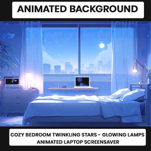 Animated Virtual Background for VTubers Cozy Bedroom Stream Scene Lo-Fi Aesthetic Zoom Background Twitch Overlay MP4