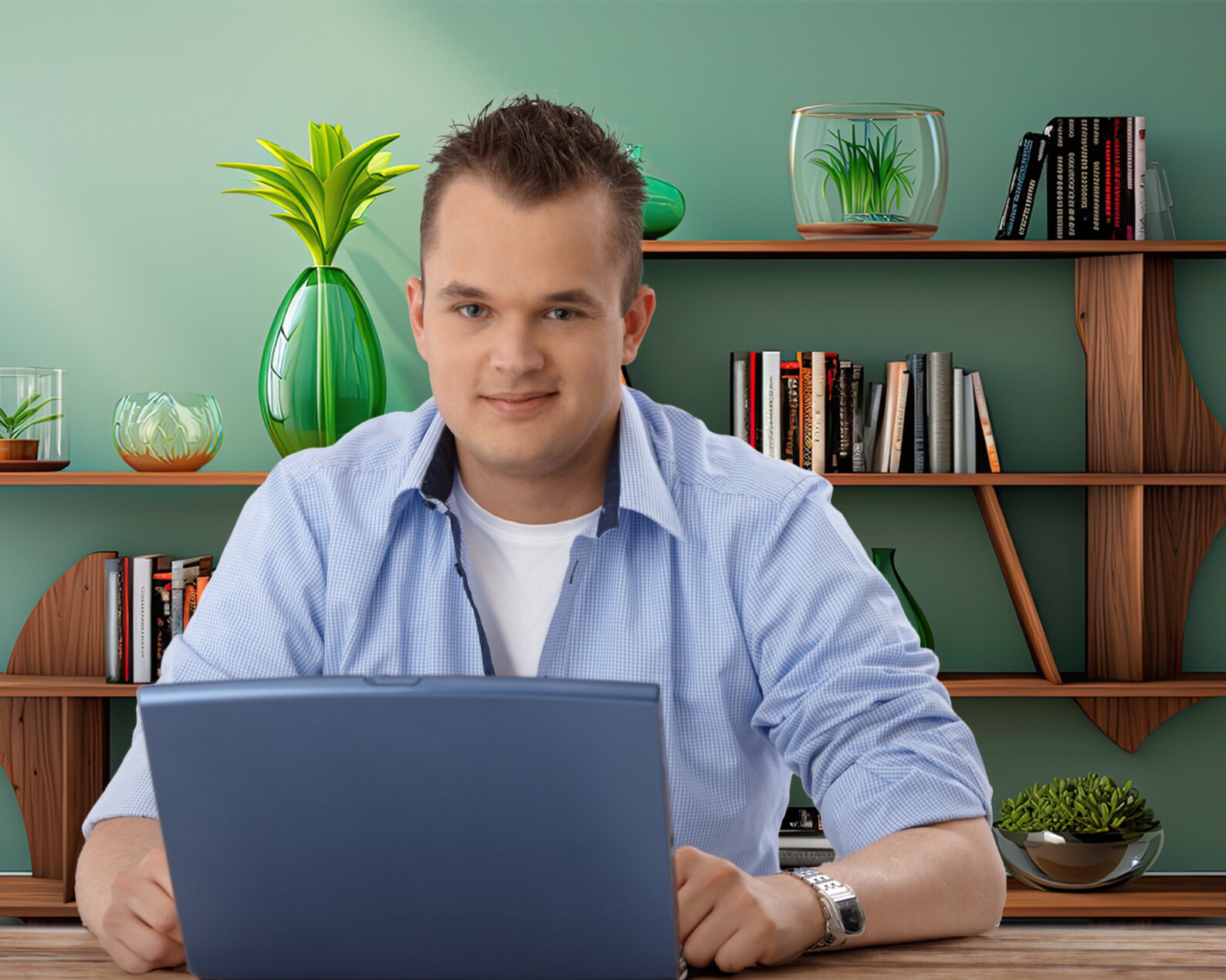 Bookshelves Home Office Zoom Background, Microsoft Teams Background