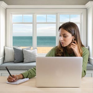 Zoom Beach Home Office Virtual Background Meeting Backdrop, Therapy Office Backdrop, Teams Background, Zoom Virtual Office Background