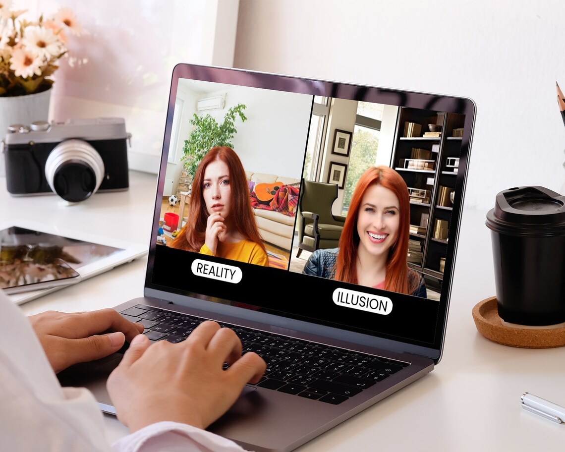 Modern Office With Chair, Zoom Virtual Shelving Home Office, Virtual