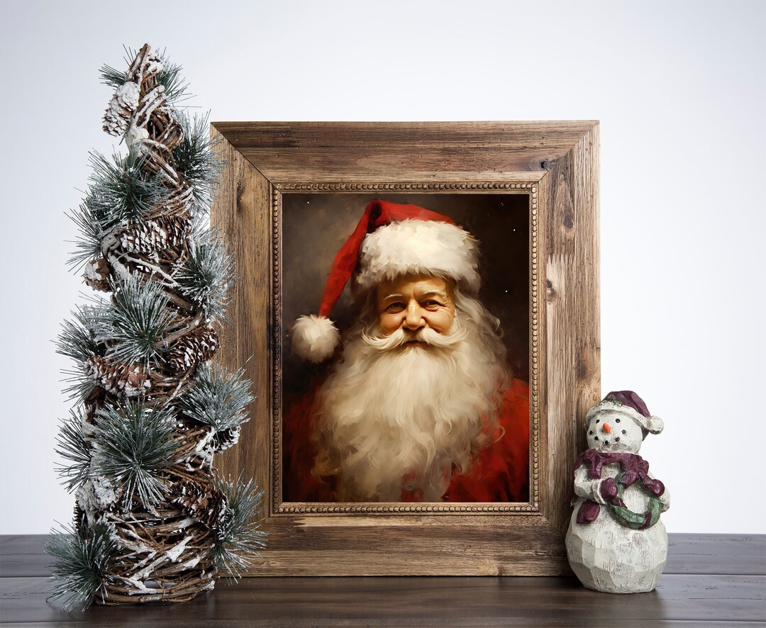 Santa Claus Christmas Poster, Christmas Santa Portrait Art, Xmas Decor ...