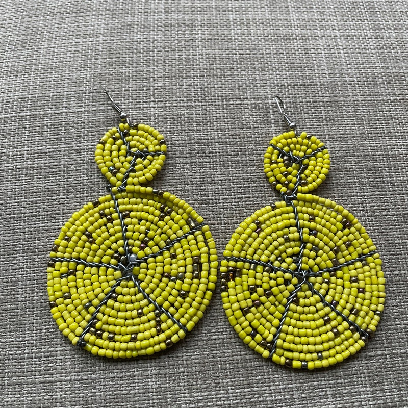 Red Maasai Beaded Chandelier Earrings main image 1