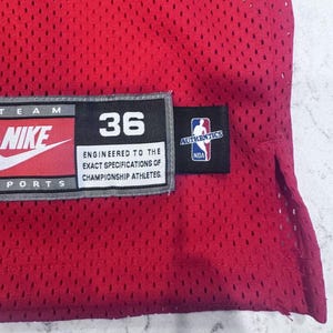 NWT Michael Jordan Nike Authentics White Tag Chicago Bulls Red Away Jersey 36 S image 6