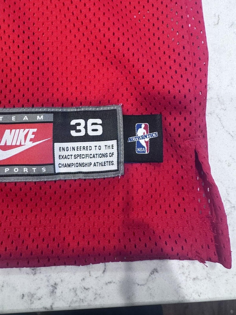 NWT Michael Jordan Nike Authentics White Tag Chicago Bulls Red Away Jersey 36 S image 6