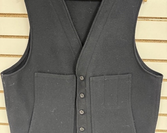 Filson Mackinaw virgin wool vest black 48 handwarmer pockets slotted style 20 bh