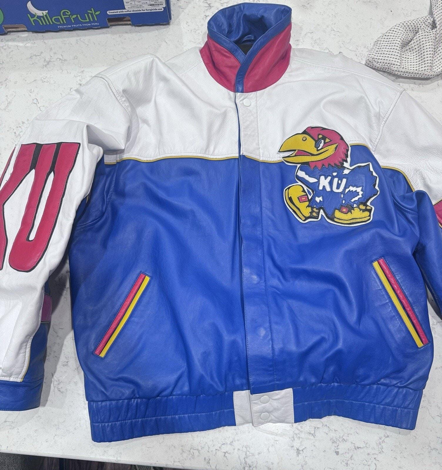 VTG Kansas University KU Jayhawks Mens Leather Jacket Ringside VTG Kansas University KU Jayhawks Mens Leather Jacket Ringside