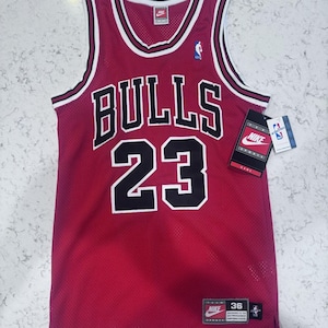 NWT Michael Jordan Nike Authentics White Tag Chicago Bulls Red Away Jersey 36 S image 1