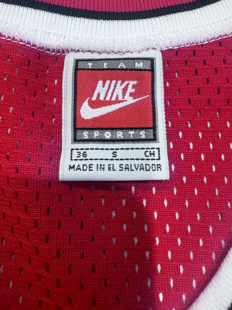 NWT Michael Jordan Nike Authentics White Tag Chicago Bulls Red Away Jersey 36 S image 3