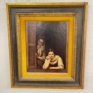 Bartolome esteban murillo Two Girls in a Window framed print 15x17