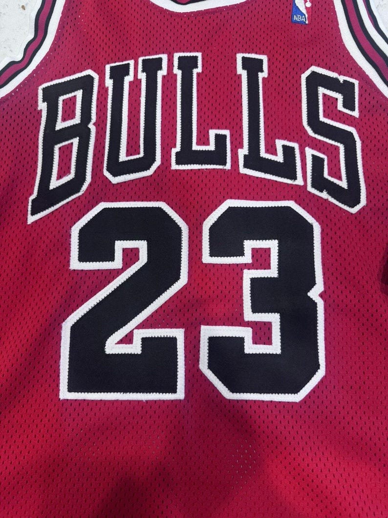 NWT Michael Jordan Nike Authentics White Tag Chicago Bulls Red Away Jersey 36 S image 2