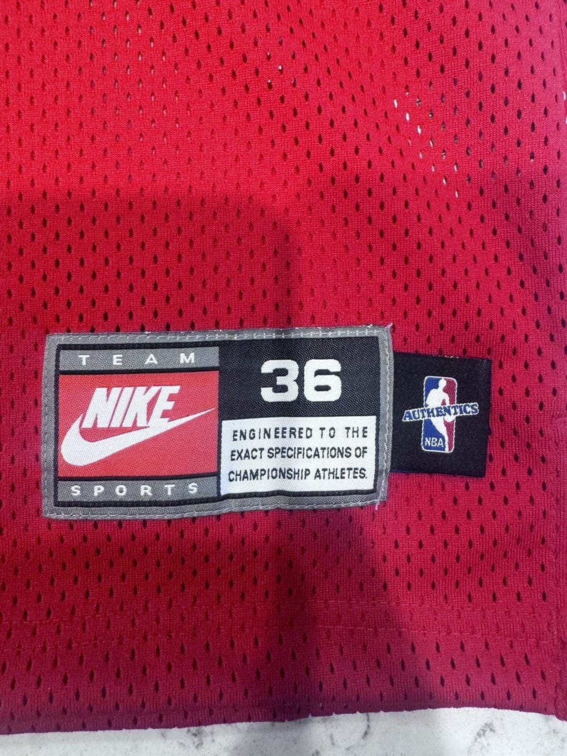 NWT Michael Jordan Nike Authentics White Tag Chicago Bulls Red Away Jersey 36 S image 5