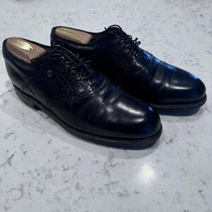 Vintage FootJoy Classics 73973 Men\'s 8 C Black Leather Wingtip Oxford Dress Classic Footjoy Wingtip Oxfords Black Leather Dress Shoes  main image 3