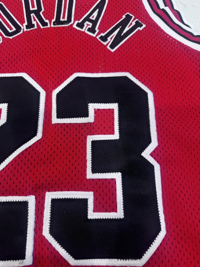 NWT Michael Jordan Nike Authentics White Tag Chicago Bulls Red Away Jersey 36 S image 9