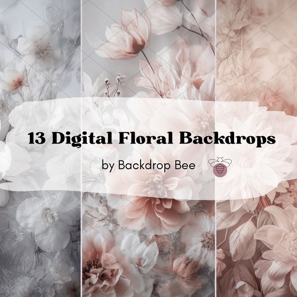 13 Fine Art Floral Digital Backdrops, Maternity Backdrop Overlays, Photoshop Textures Overlays, Photography Digital Background, Wedding Drop