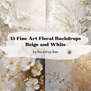 13 Soft Beige Floral Fine Art Digital Backdrops, Photoshop Texture Overlays, Maternity Backdrop Overlays, Photography Digital Background