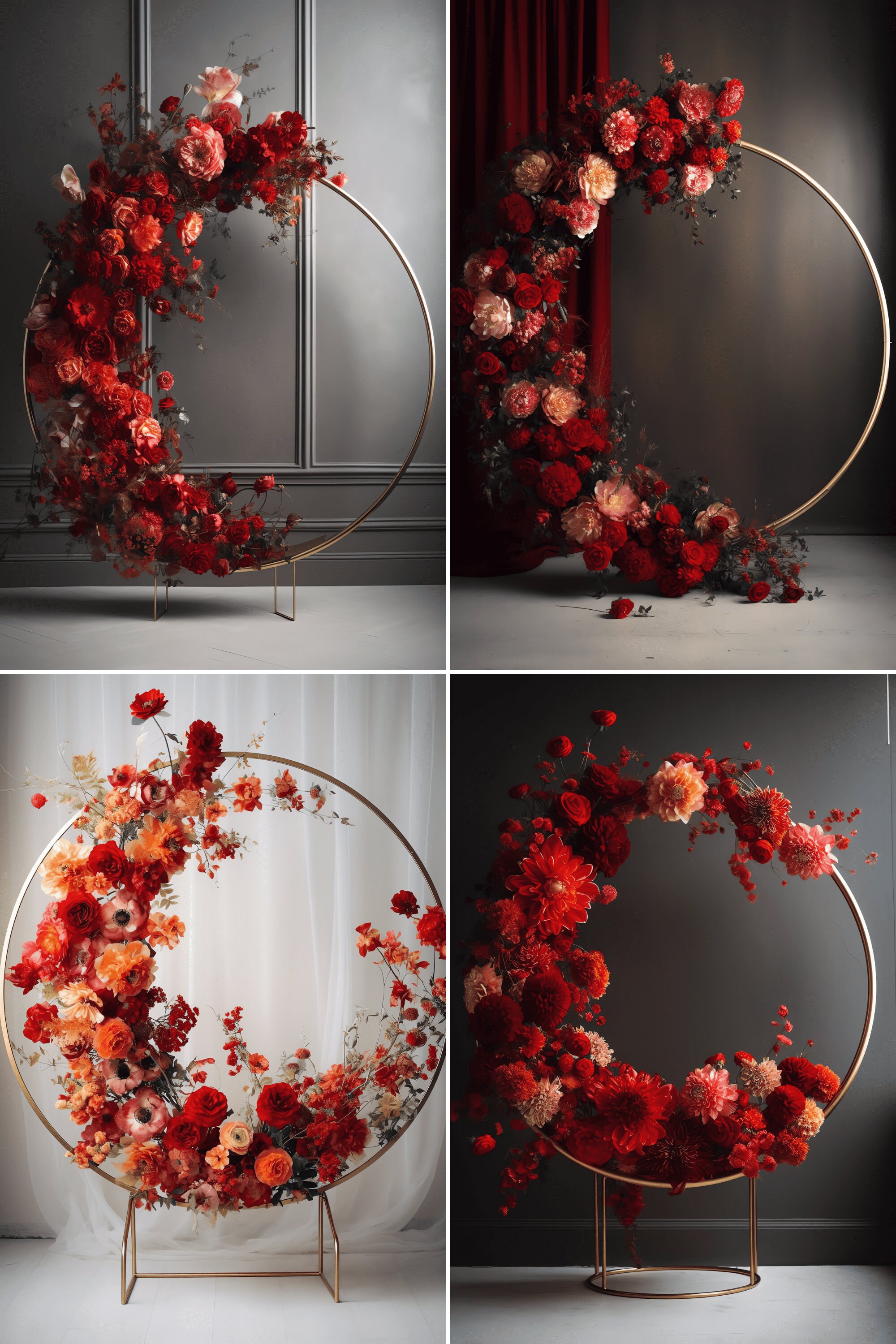 22 Red Floral Ring Digital Backdrops Red Floral Hoop - Etsy