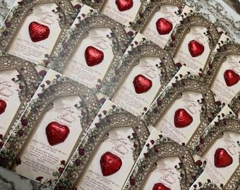 Custom Islamic Wedding Favours with Chocolate Heart & Du’a | Personalised Floral Card | Nikah Mehndi Walima Muslim Gift