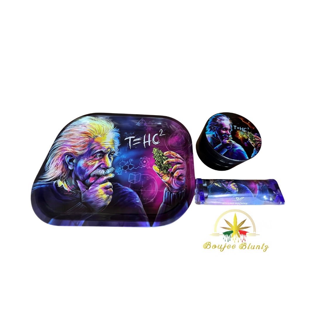 THC2 Einstein Classic Rolling Tray and Grinder Bundle Etsy