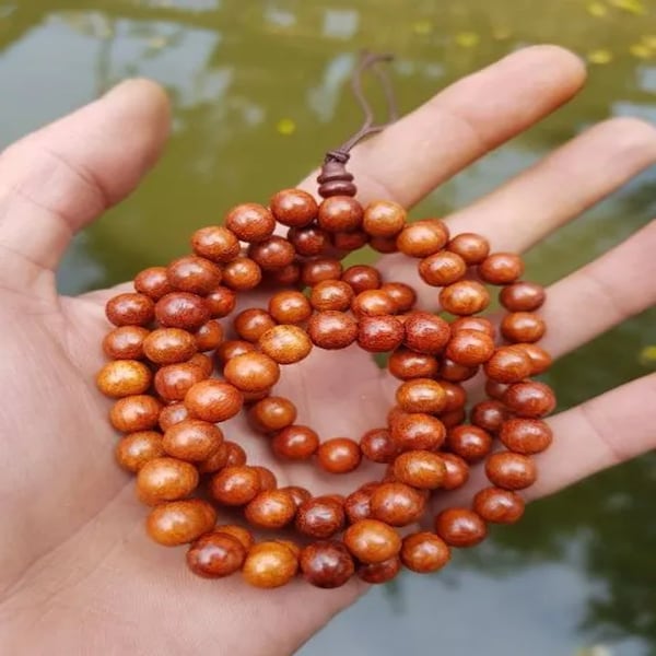 Red HUONG wooden bracelet, 108 beads necklace, feng shui bracelet 6mm, 8mm