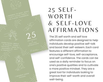 25 Self-love & self-worth affirmation printable cards
