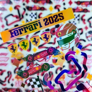Scuderia Ferrari Formula 1 Deco Holographic Sticker Sheet | Charles Leclerc 16 & Lewis Hamilton 44