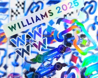 Foglio di adesivi olografici decorativi Formula 1 Williams Racing / Carlos Sainz 55 e Alex Albon 23